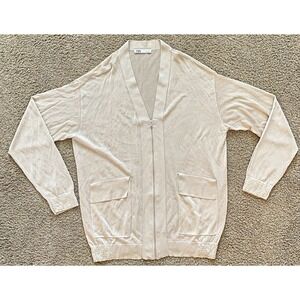 Zara Womens Cardigan Tan Sheer Cardigan V Neck Size Large Zip Up Sweater‎